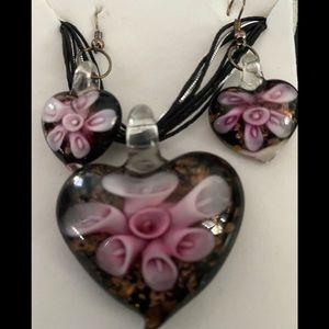 Art glass necklace/earring set